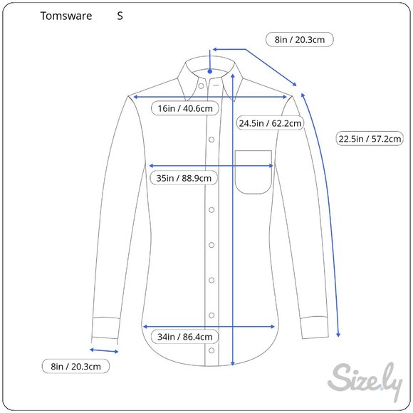 TOMSWARE Men's S Fitted Shirt Brown Button Pocket Long Sleeve Drop Tail Cotton - Picture 12 of 12
